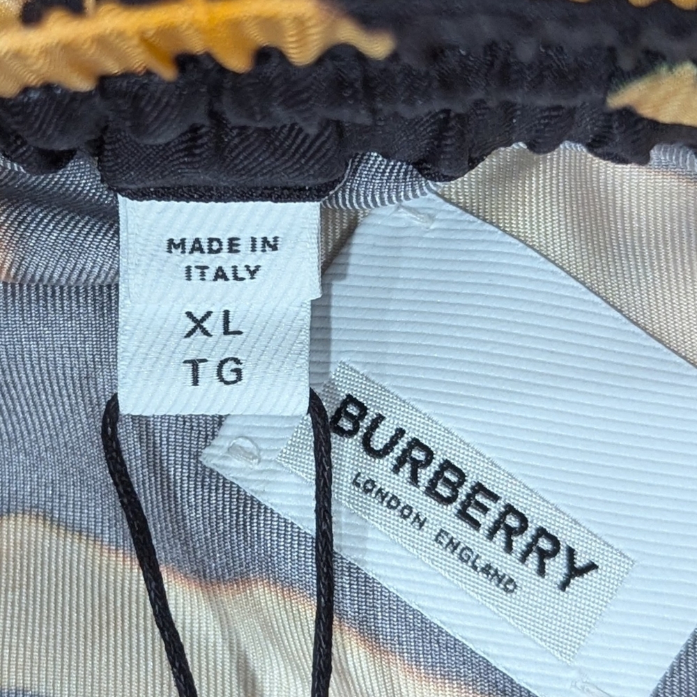 $960 Mens Burberry Animal Print Silk Shorts Bright Orange XL - Picture 7 of 9